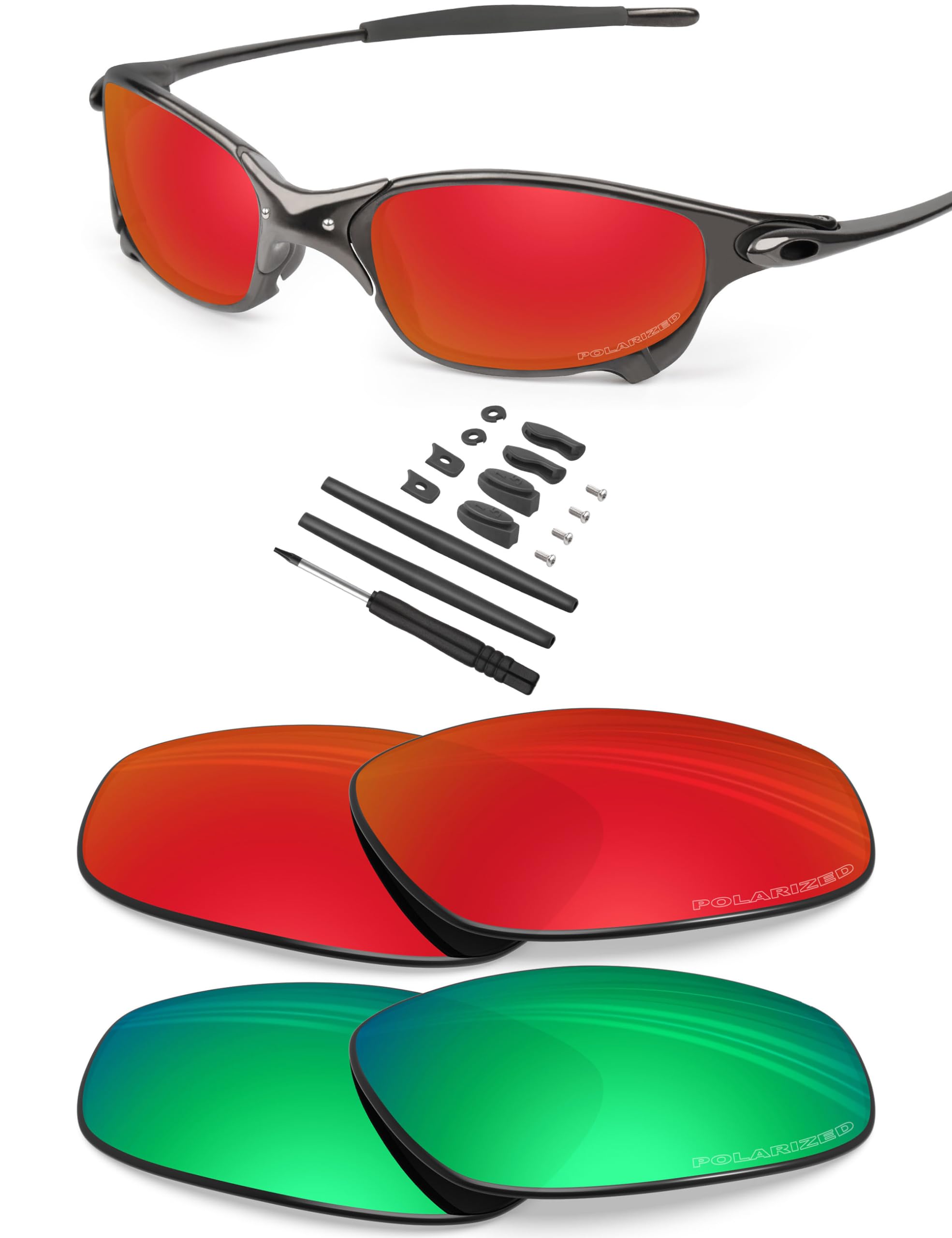 BlazerBuck Anti-salt Polarized Replacement Lenses for Oakley Juliet - 2 Pairs Grey Size: 0