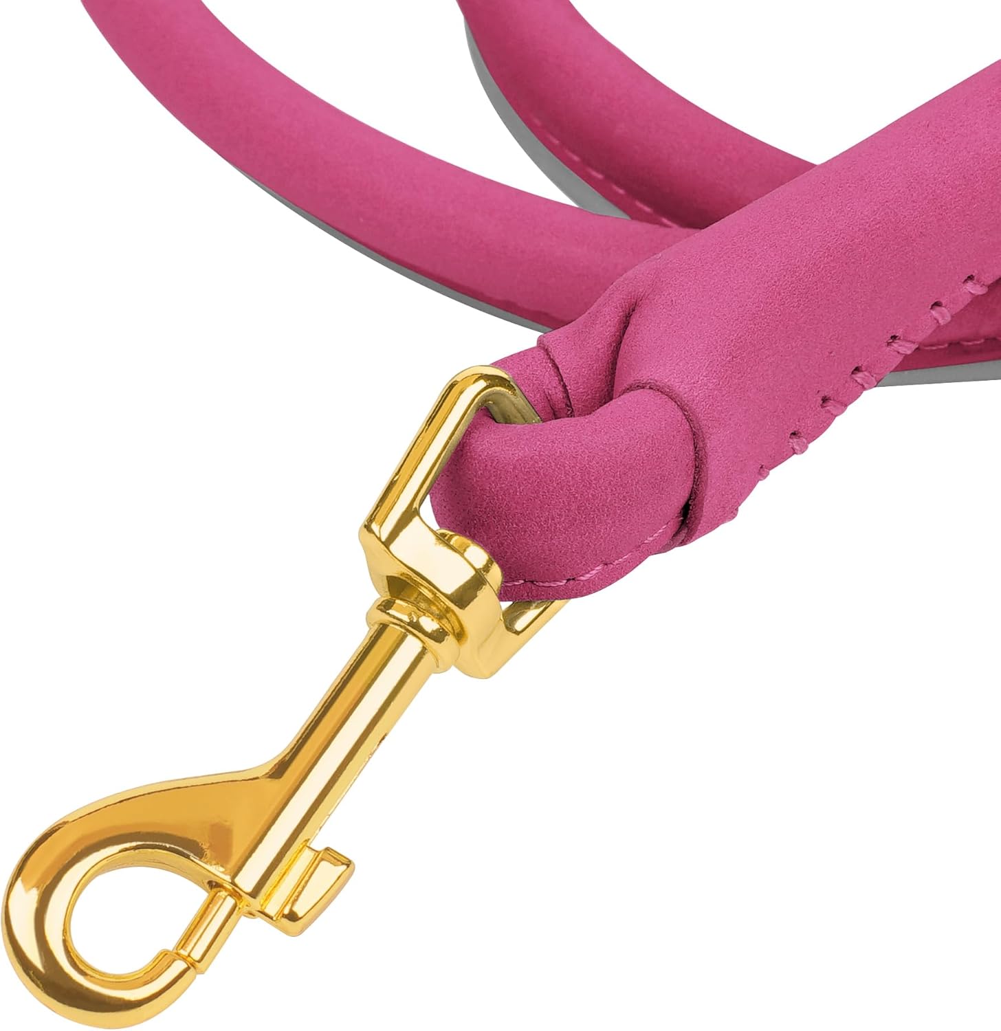 OOPSDOGGY Reflective Rolled Leather Dog Leash 6ft - Soft Training Lead for Small Medium Large Dogs Puppy - Heavy Duty Rope Puppies Leashes for Outdoor Walking Running (Pink, Small)