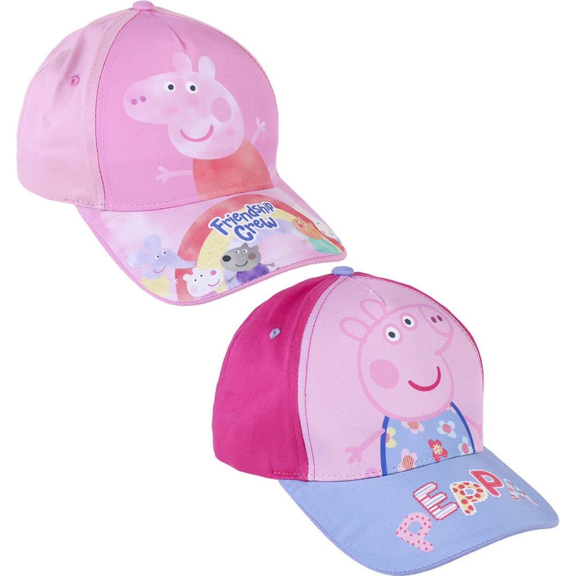 Cappello Per Bambini Di Peppa Pig-Rosa-Da 2 A 8 Anni-Con Cotone E Poliestere-Berretto Per Bambini Con Strappo Sul Retro Regolabile-Originale In Spagna-image