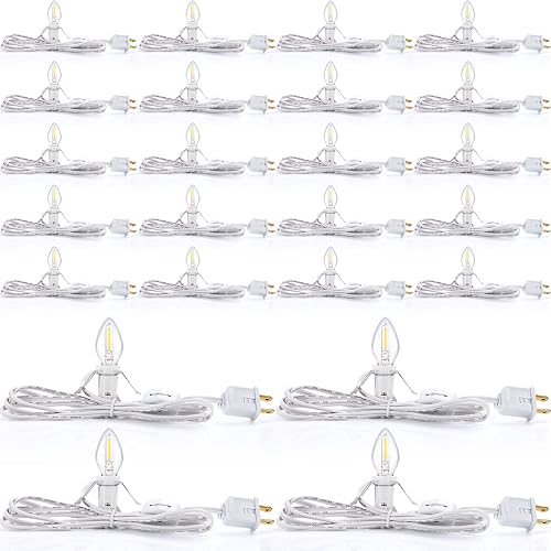 Coume Paquete de 24 cables de accesorios con bombilla LED, kit de cable de accesorios de luz cálida de 6 pies (blanco)