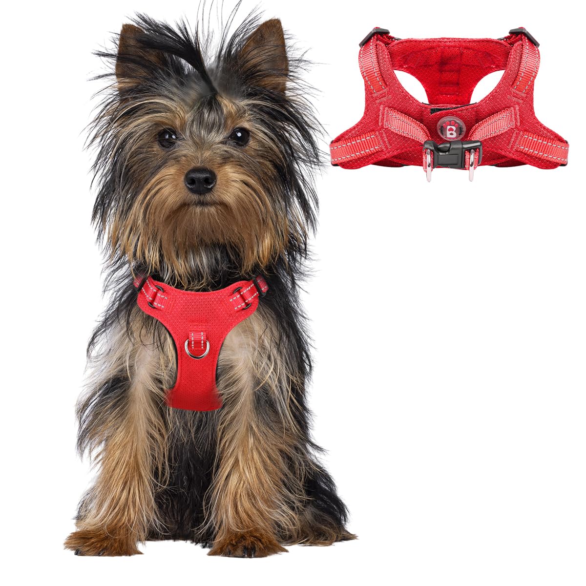 Dog Harness Step in Dog Vest Harness, Reflective Adjustable Puppy No Pull Harness Breathable Soft for Small and Medium Dogs Cats, Red, XXS