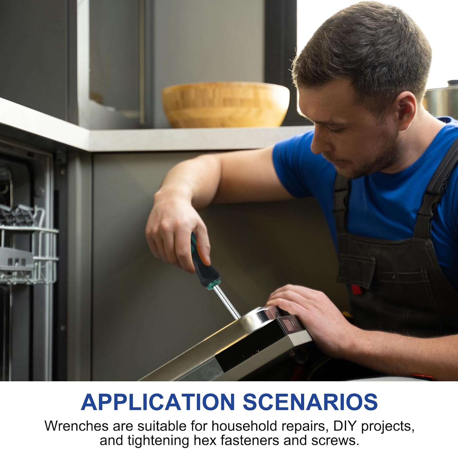 HARFINGTON 8 Pcs Metric Nut Driver 7mm-14mm CR-V Non-Magnetic Tip Hollow Shafts Hex Socket Screwdriver with Anti-Slip Handle for Automobile Repair Bit Driver, Green/Black