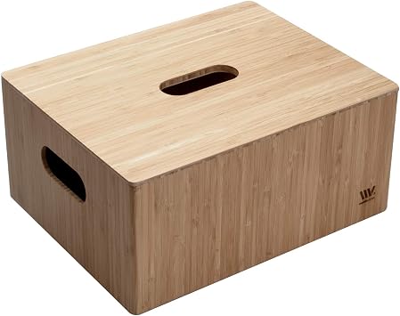 MobileVision Bamboo Storage Box PLUS LID COMBO, 12x 9x 6, Durable Bin w/Handles, For Clothes, Shoes, Arts & Crafts, Closet & Office Shelf
