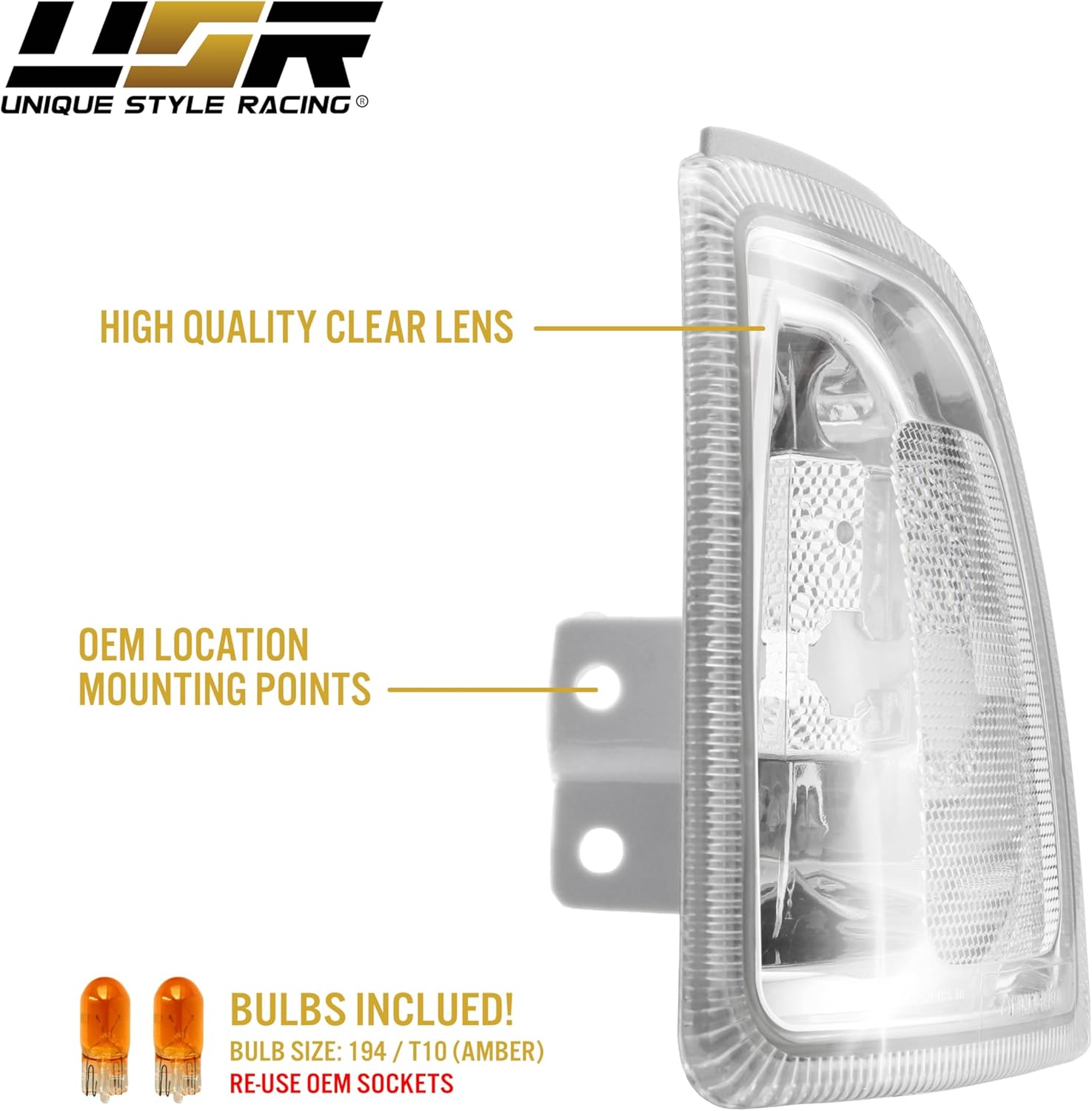 USR 01-06 Ranger Pickup Corner Light – CLEAR Corner Lamps (Left + Right) Pair - Compatible with 2001-2006 Ford Ranger Pick Up Truck All Models (CLEAR CORNER LAMPS – True Plug & Play)