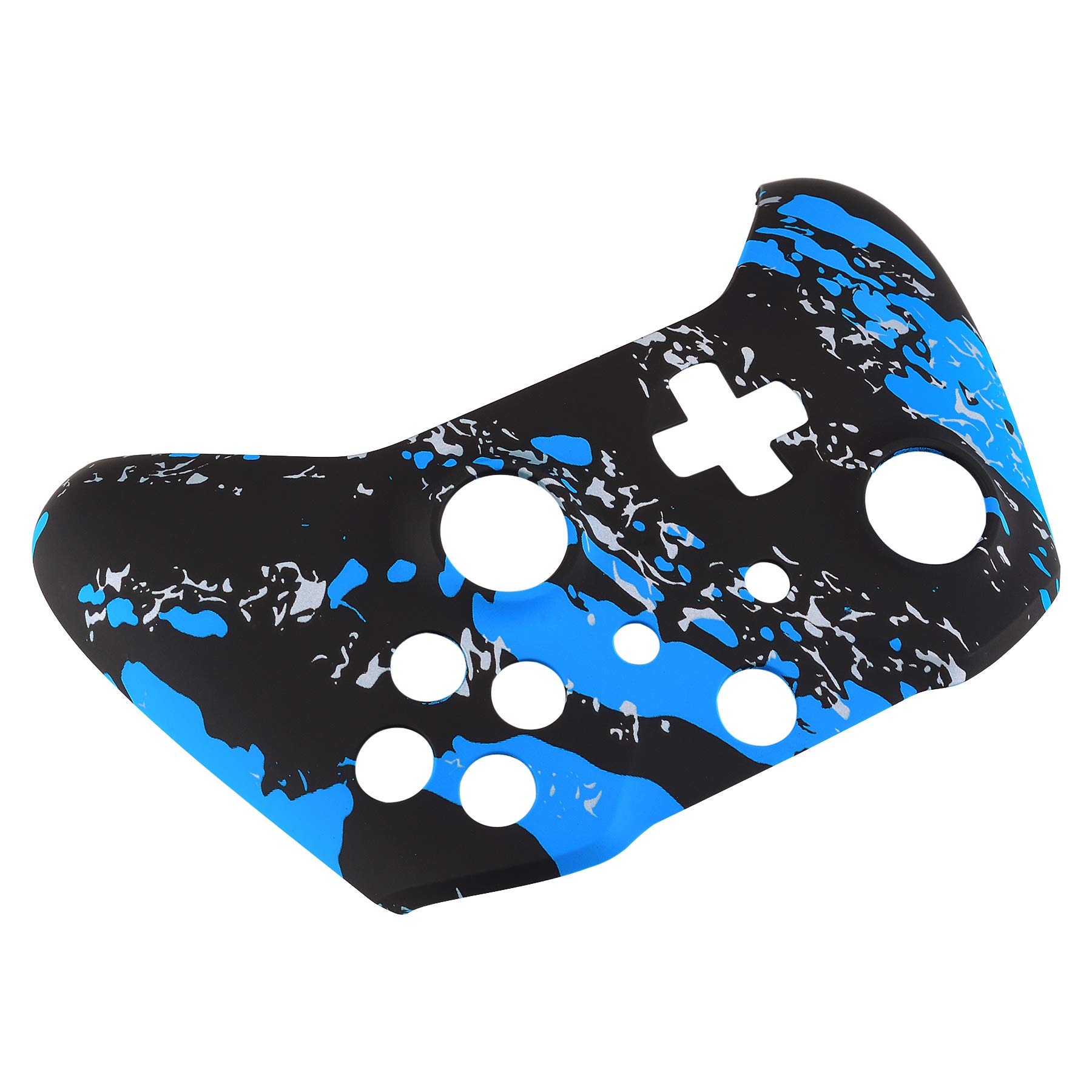 eXtremeRate Custodia anteriore con rivestimento blu con motivo a spruzzi, kit di ricambio per controller Xbox One S e One X (modello 1708)