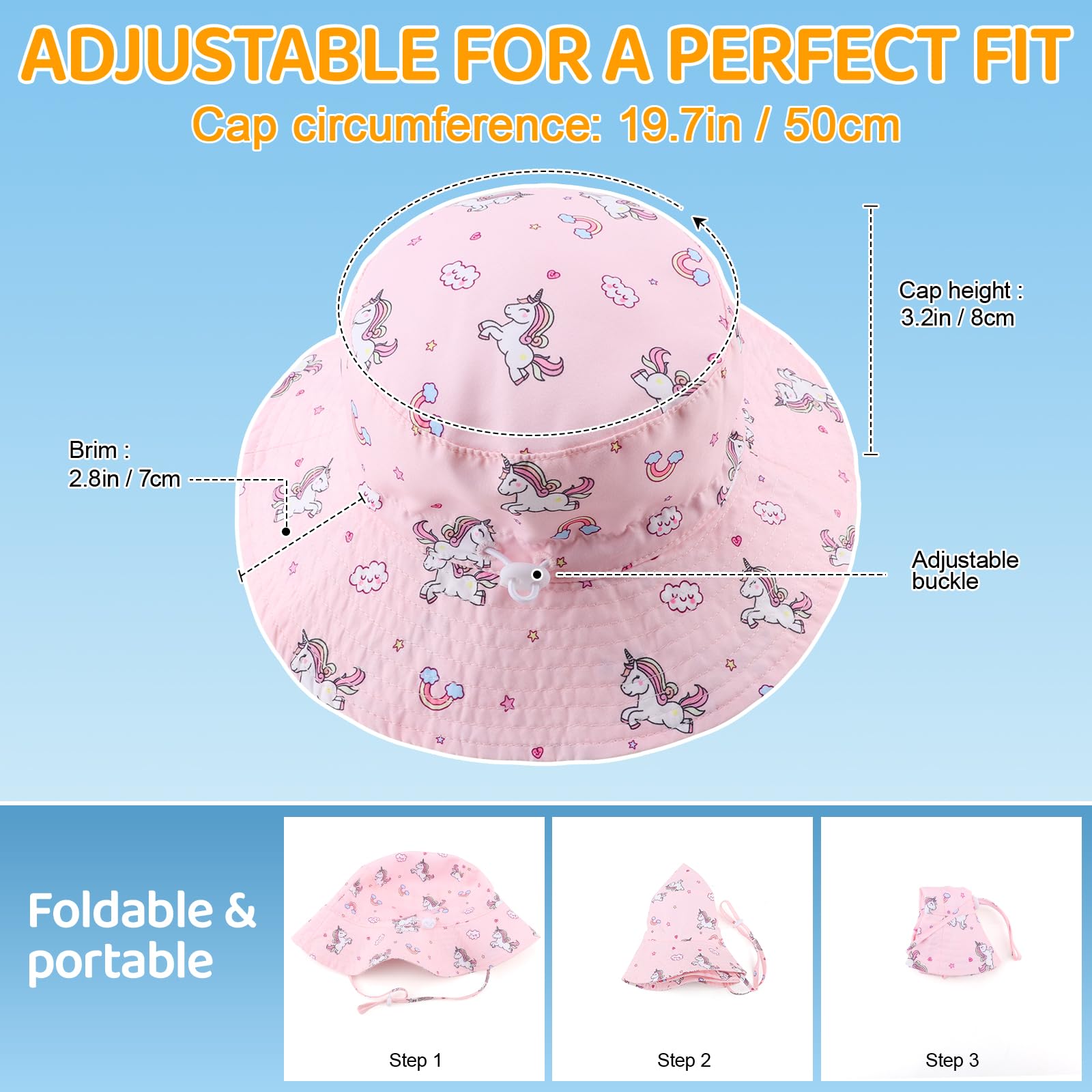 DRESHOW Baby Sun Hat Toddler Sun Protection Animal Cap Unisex Summer Bucket Hat with Chin Strap UPF 50+ — view 6