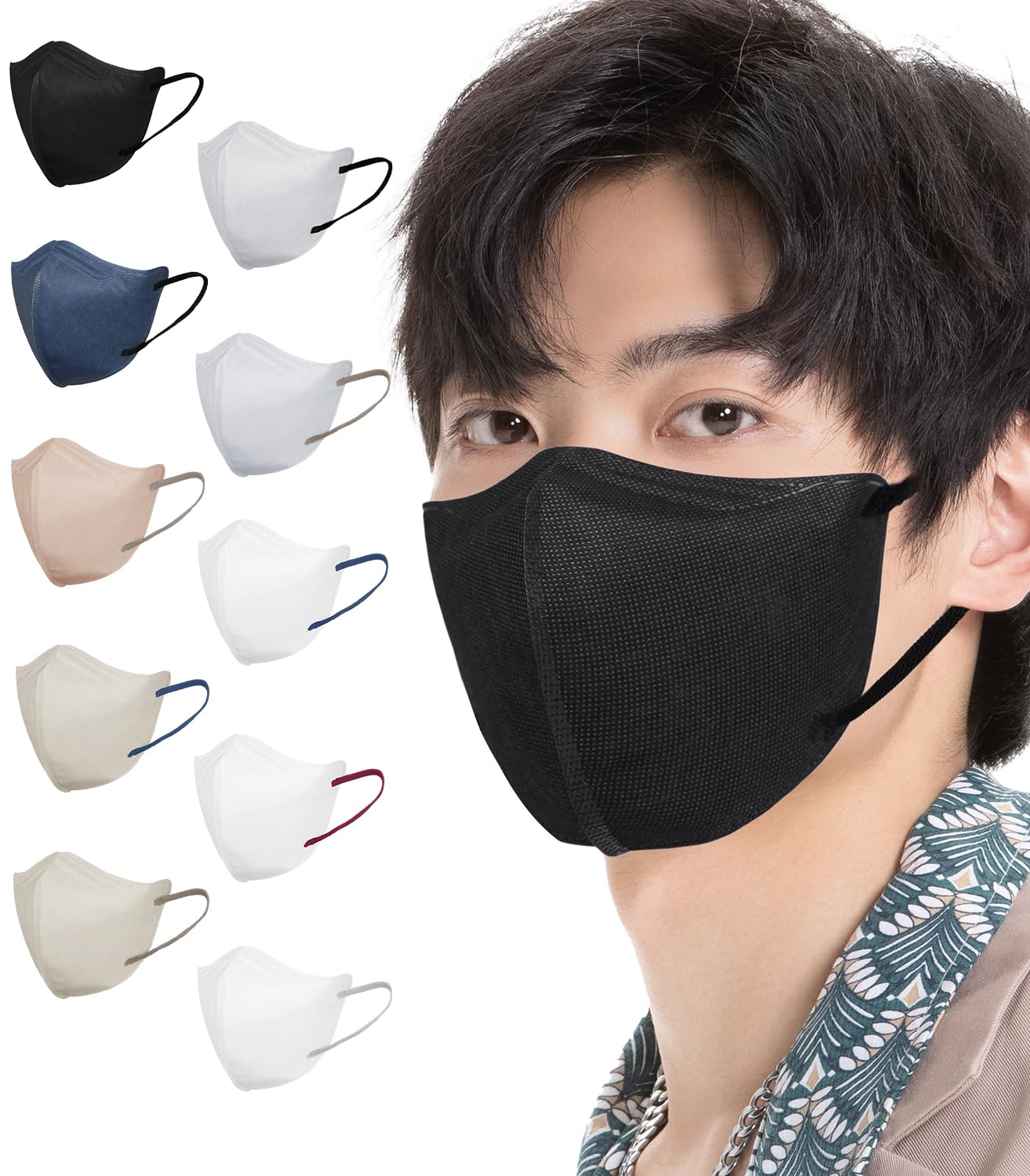 [Hellozebra]立体マスク 大きめ メンズ バイカラー 3Dマスク 黒 不織布 30枚入 グレー 不職布マスク カラー 耳が痛くならない バイカラー 国内検品 飛沫対策 花粉用 息がしやすい 5dおしゃれマスク 15枚入りで個包装 【ノーズワイヤ入り】 ブラック×纽ブラック