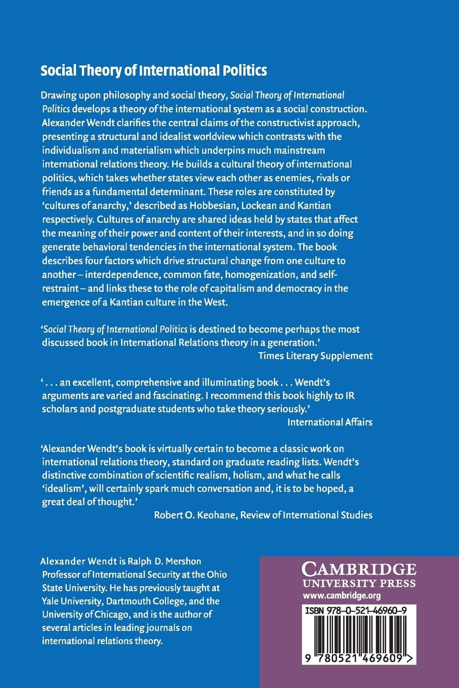 Social Theory of International Politics: 67 (Cambridge Studies in International Relations, Series Number 67)