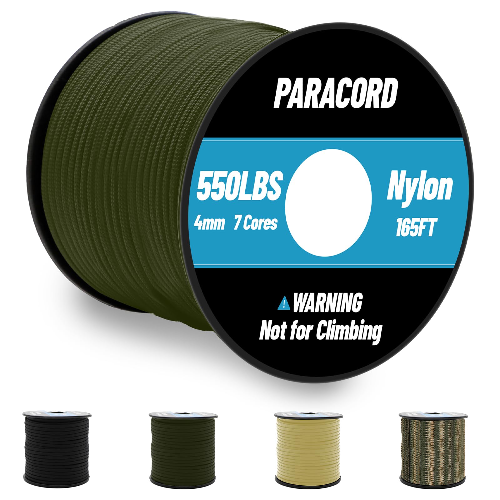 Corde Paracord 550 Nylon 4mm - 50m - Résistance 250kg - Pour Bracelet, Survival, Outdoor