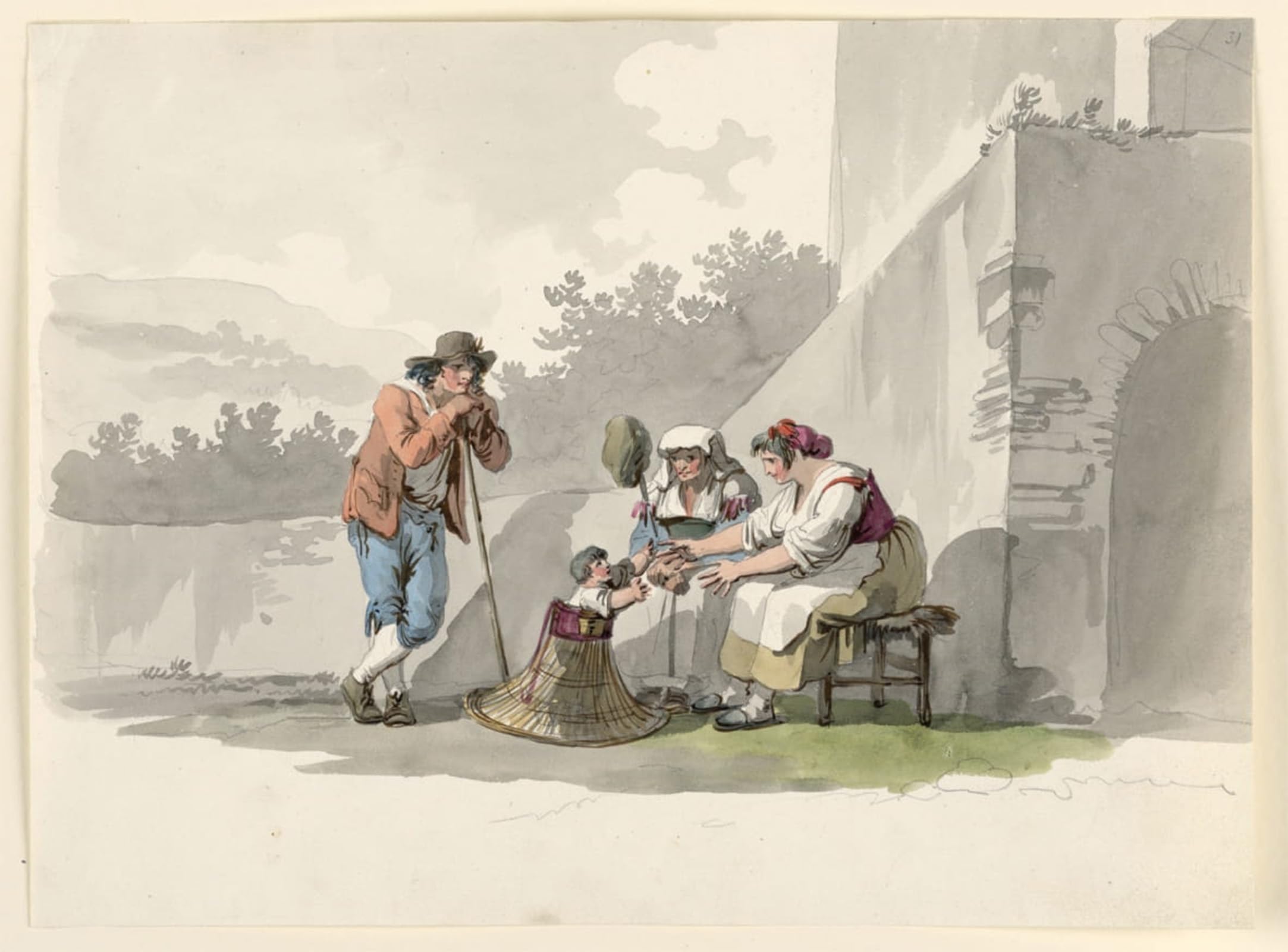 SERENDIPITP Vintage Picture Print on Canvas Wall Art Poster a Peasant Family in the Campagna by Bartolomeo Pinelli Artwork Print Poster for Wall Decor 60x90cm