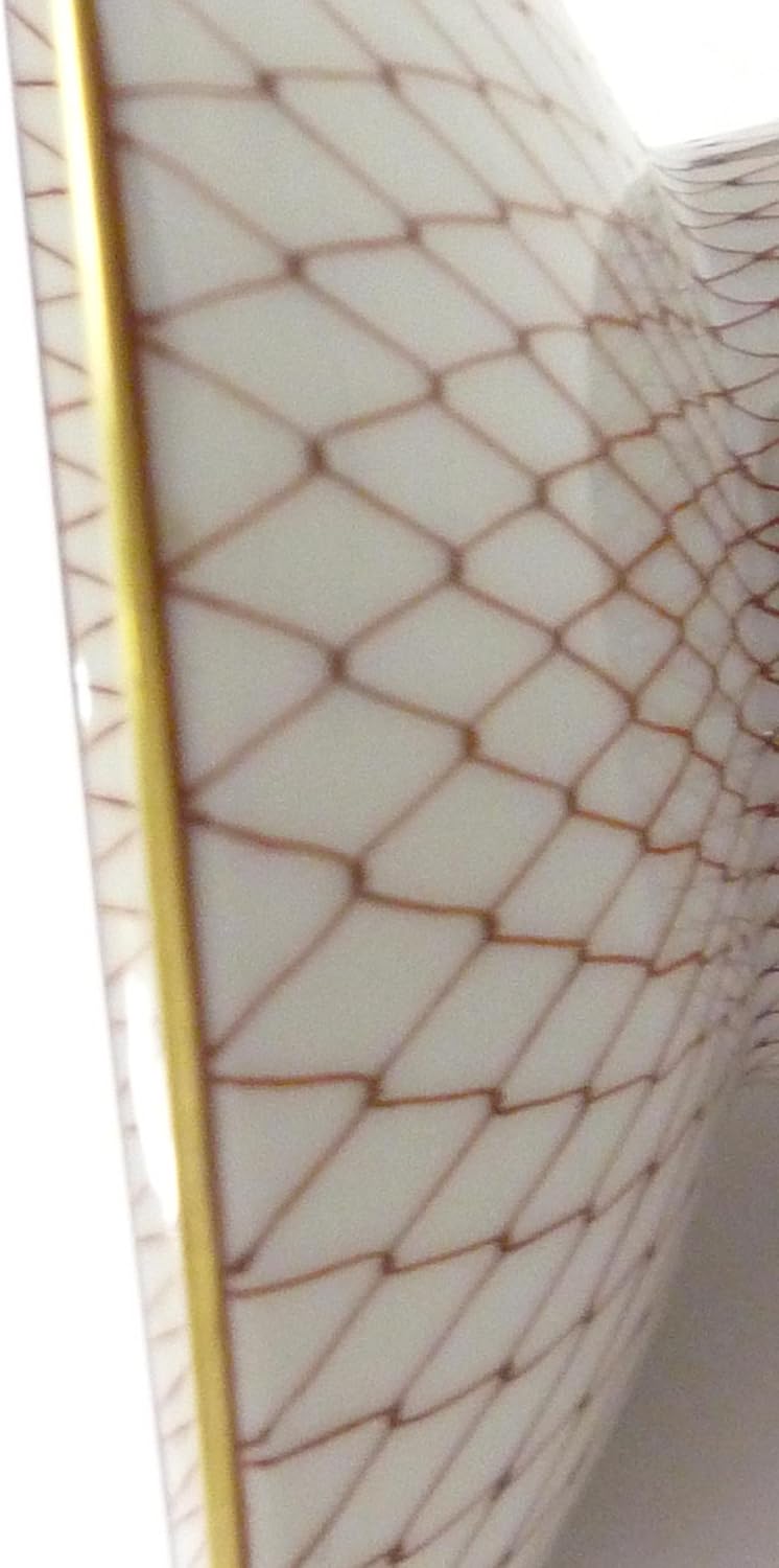 百華園 Kutani "Decorative Glass" Red Drawing Fine Pattern Pattern Yellow Red