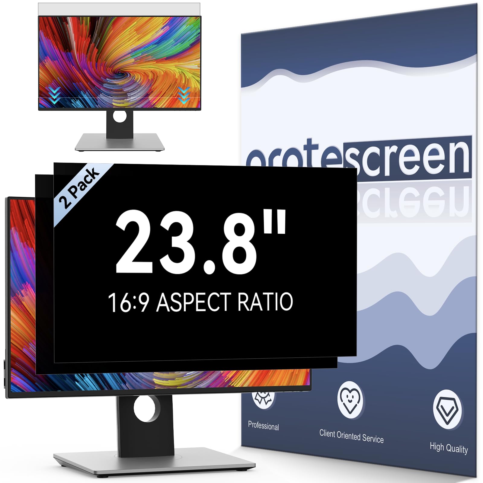 View 1 of 2-Pack 23.8 Inch Computer Privacy Screen Filter for 16:9 Widescreen Monitor