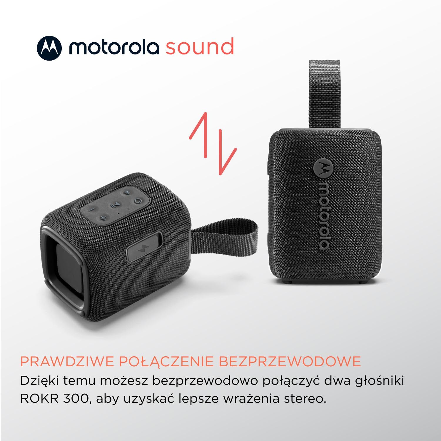 Motorola Sound - Głośnik Bluetooth 5.3 ROKR 300 – przenośny bezprzewodowy o mocy 7 W – kompaktowy, wodoodporny i pyłoszczelny IP67 – 12 godzin odtwarzania, czarny