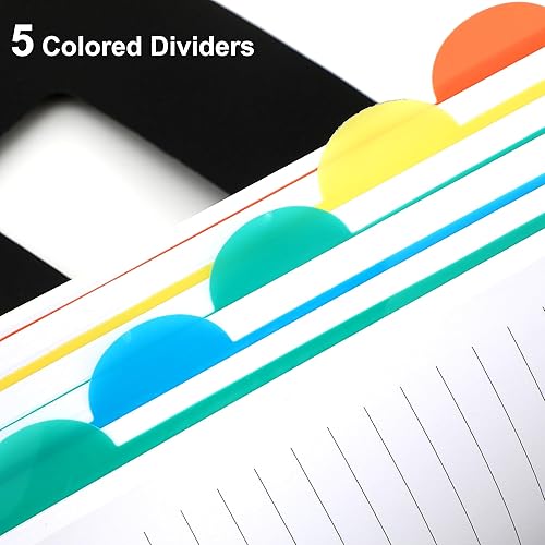 Miniatura 4 de Cuaderno de espiral encuadernado con 5 divisiones, forrado A4 de 8.8 x 11.6 pulgadas, tapa dura de polipropileno, renglones anchos, para estudiantes