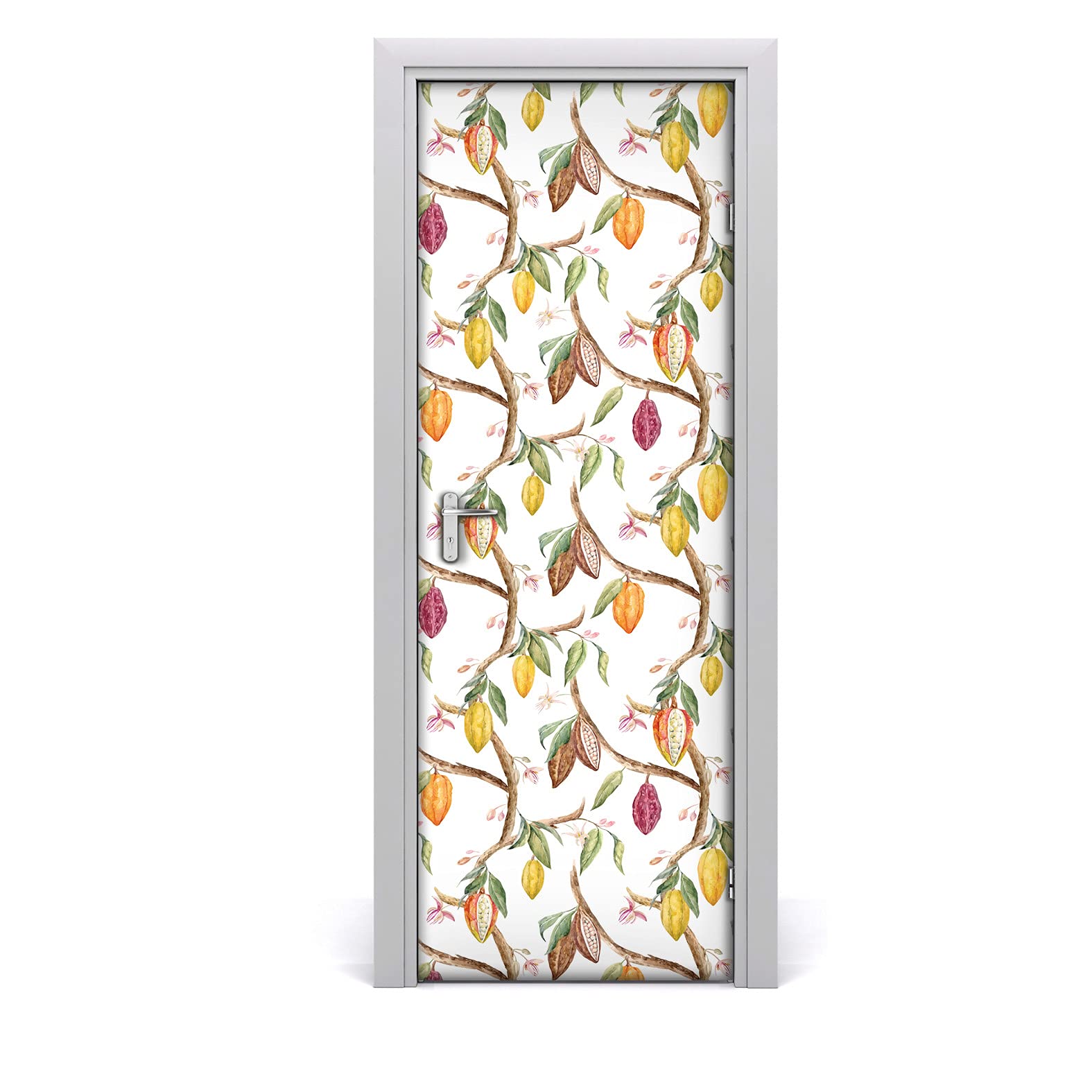 Papier peint porte étiquette imperméable autocollant mural fruits de cacao 85x200