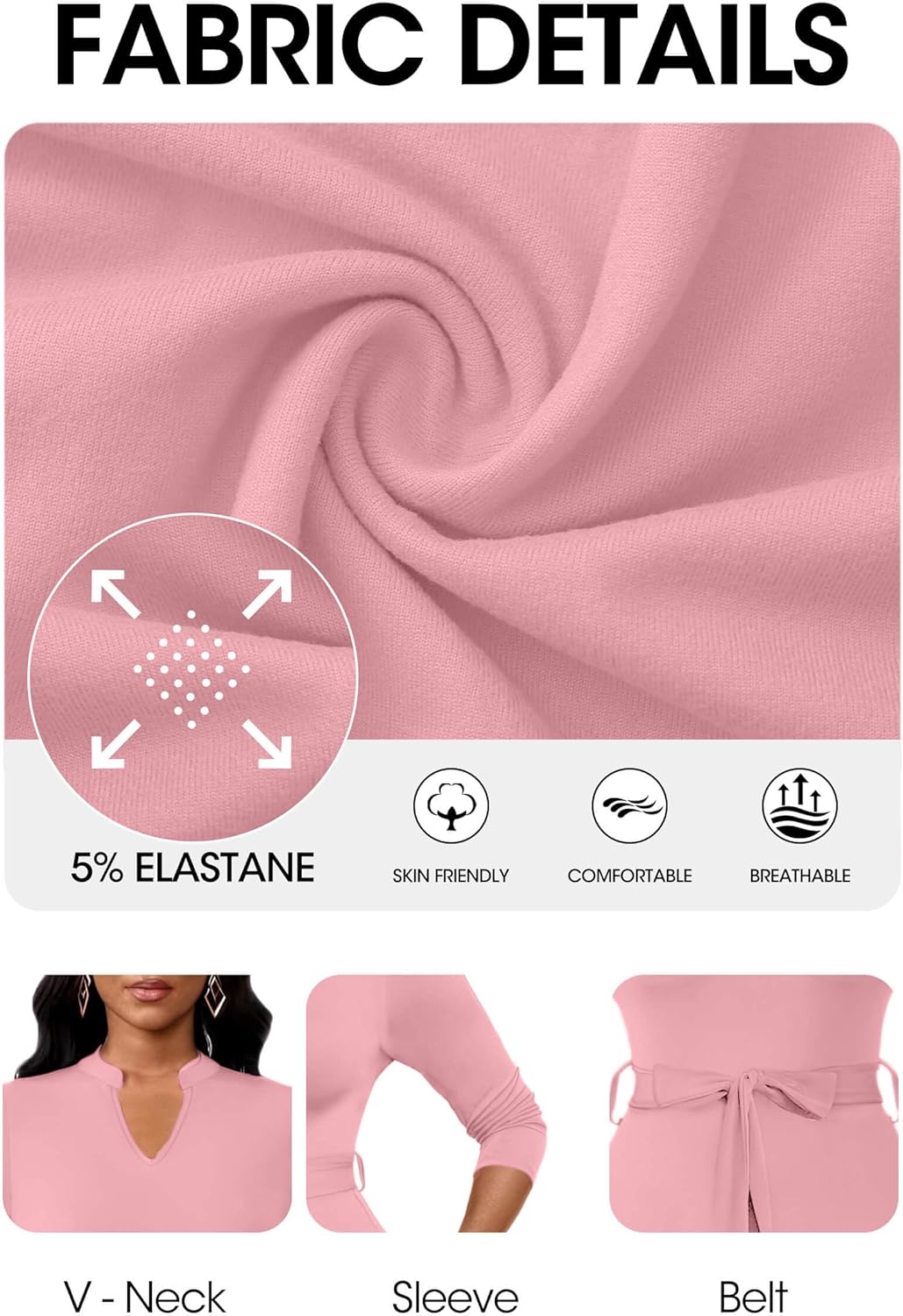 FANDEE Maxi Dress for Women, Casual V Neck 3/4 Sleeve Long Dresses with Pockets - Image 6