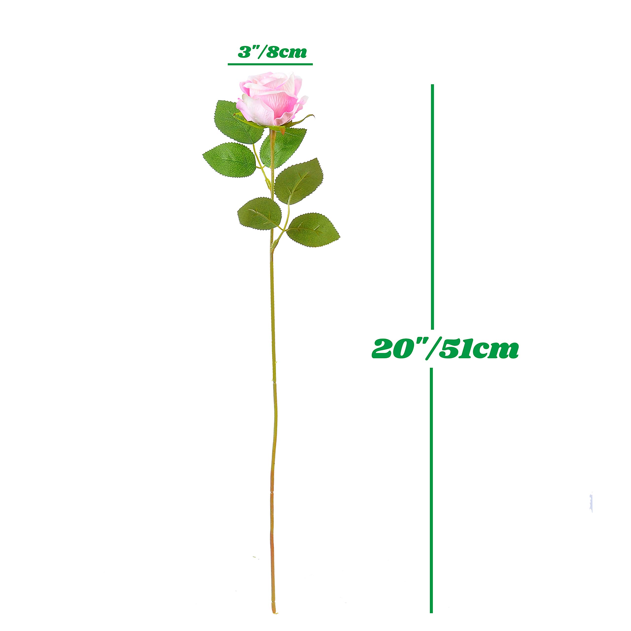 cn-Knight - Rose artificiali, 12 pezzi, stelo lungo 50,5 cm, in velluto, per matrimoni, bouquet da sposa, decorazione per la casa, centrotavola per l'inaugurazione della casa, colore fucsia