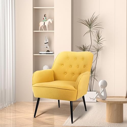 Miniatura 8 de Silla decorativa, sillón tapizado de tela de lino, sillones modernos para sala de estar, cómodas sillas de lectura, acogedor sofá para dormitorio,