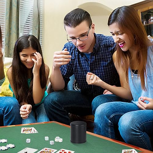 Miniatura 7 de Taza de dados profesional forrada de fieltro, con 6 dados silenciosos para juego Yahtzee, 1 paquete