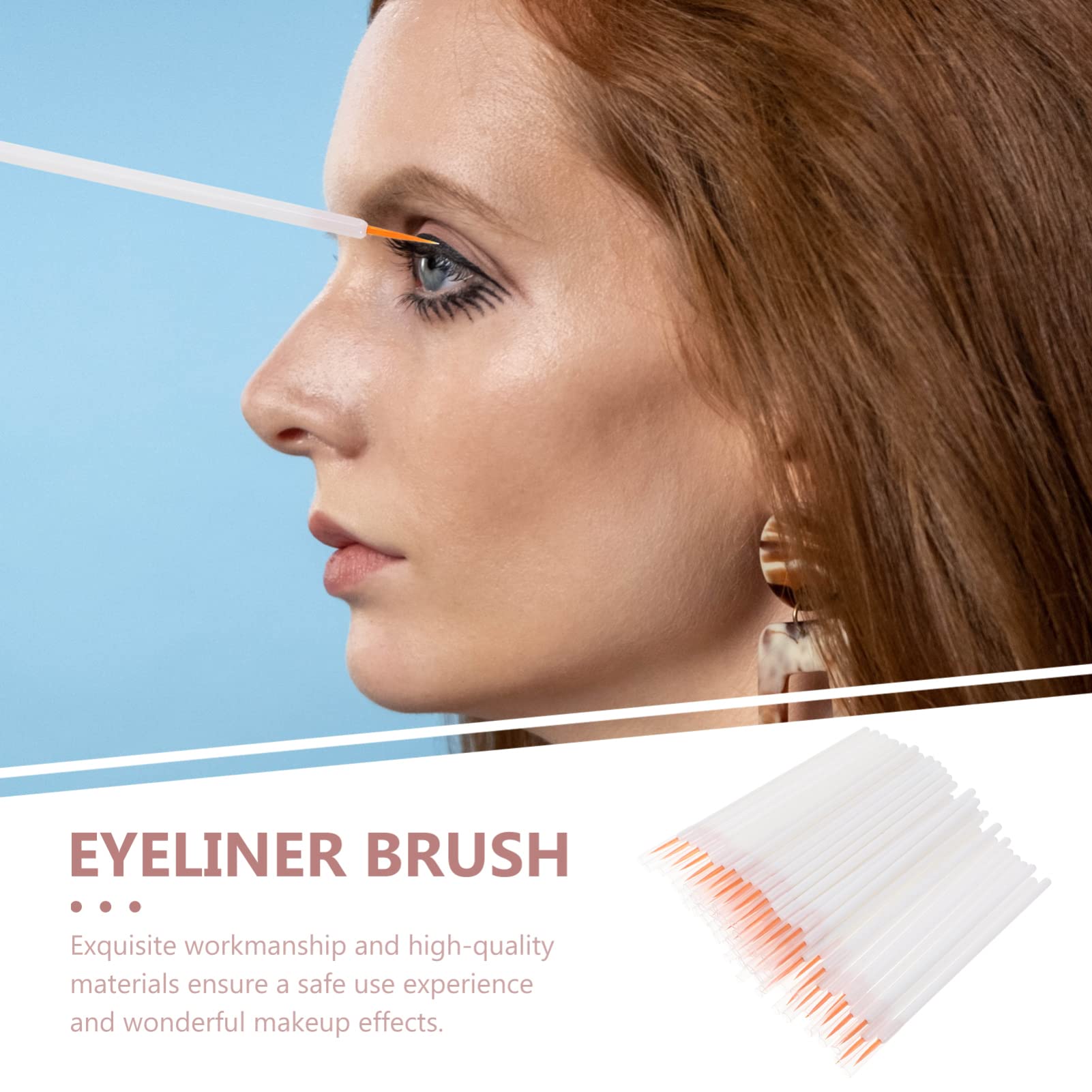 Gogogmee 2sets Fine Eyeliner Brush Set Disposable Eyeliner Applicator Tools for Face Makeup 100pcs*2