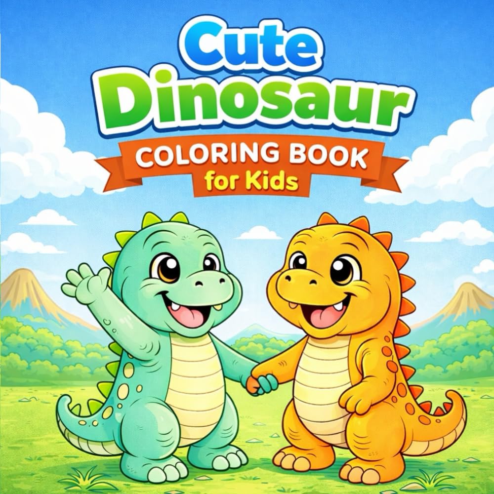 Cute Dinosaur Coloring Book for Kids: Fun, Easy, and Adorable Dinosaur Coloring Pages for Boys and Girls