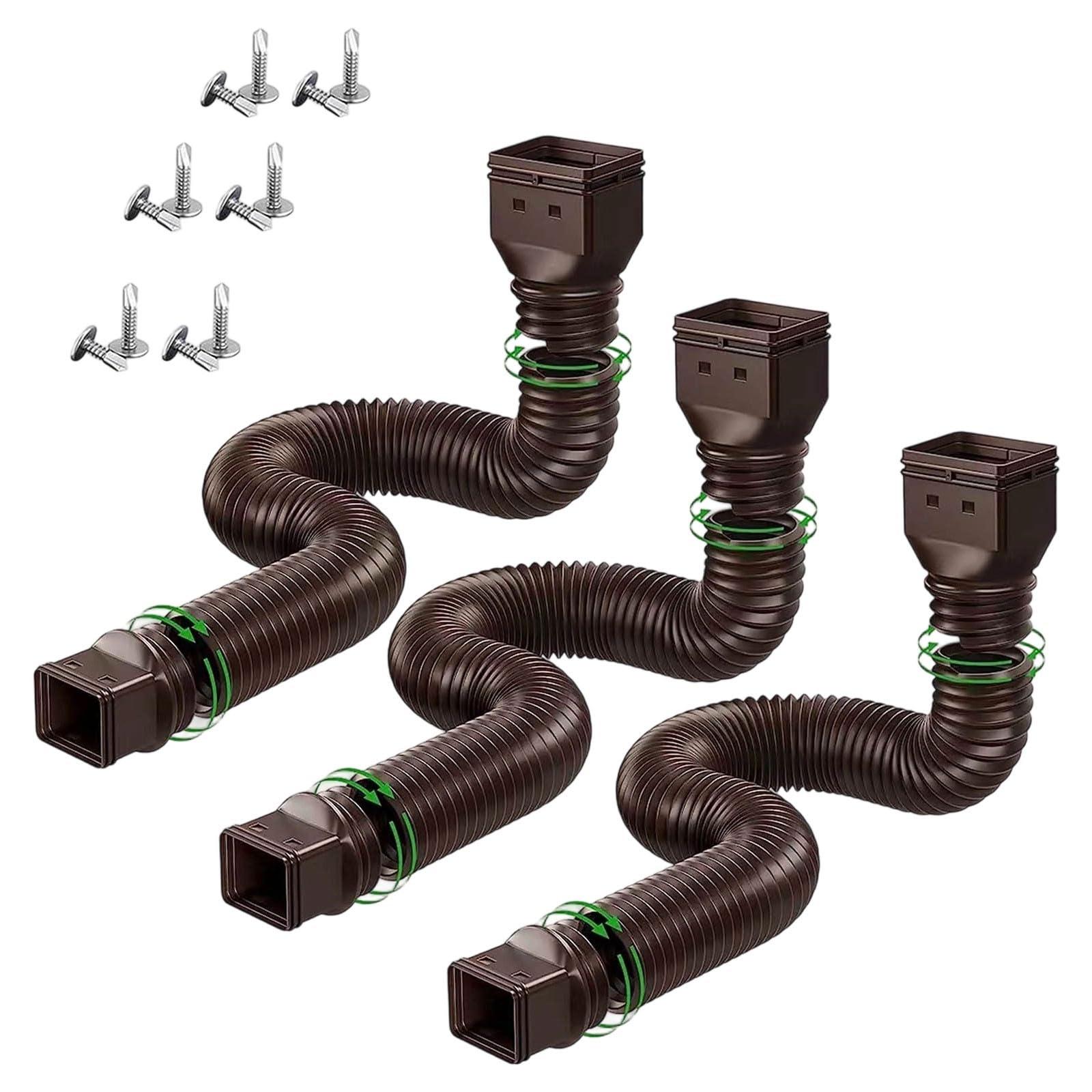 Rallonge tuyau de descente flexible marron 152 cm pour évacuation eau de pluie de gouttière extérieure
