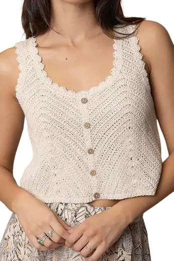 NAIADES Woolen Cotton Blended Sleeveless Crochet Top for Women and Girl's