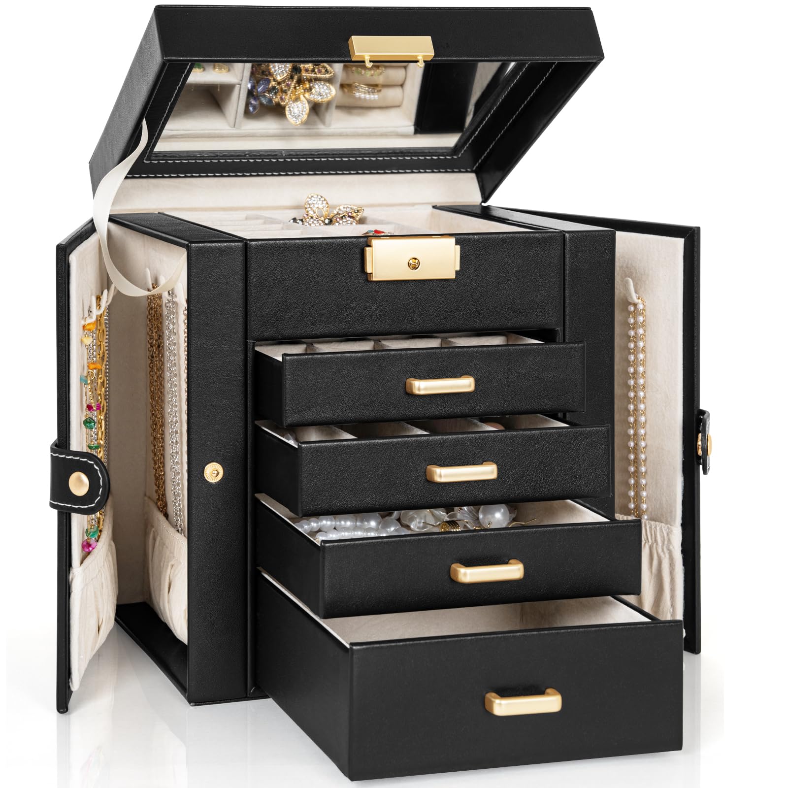 Amazon.com: TORIBIO Jewelry Box for Women, Leather Jewelry
