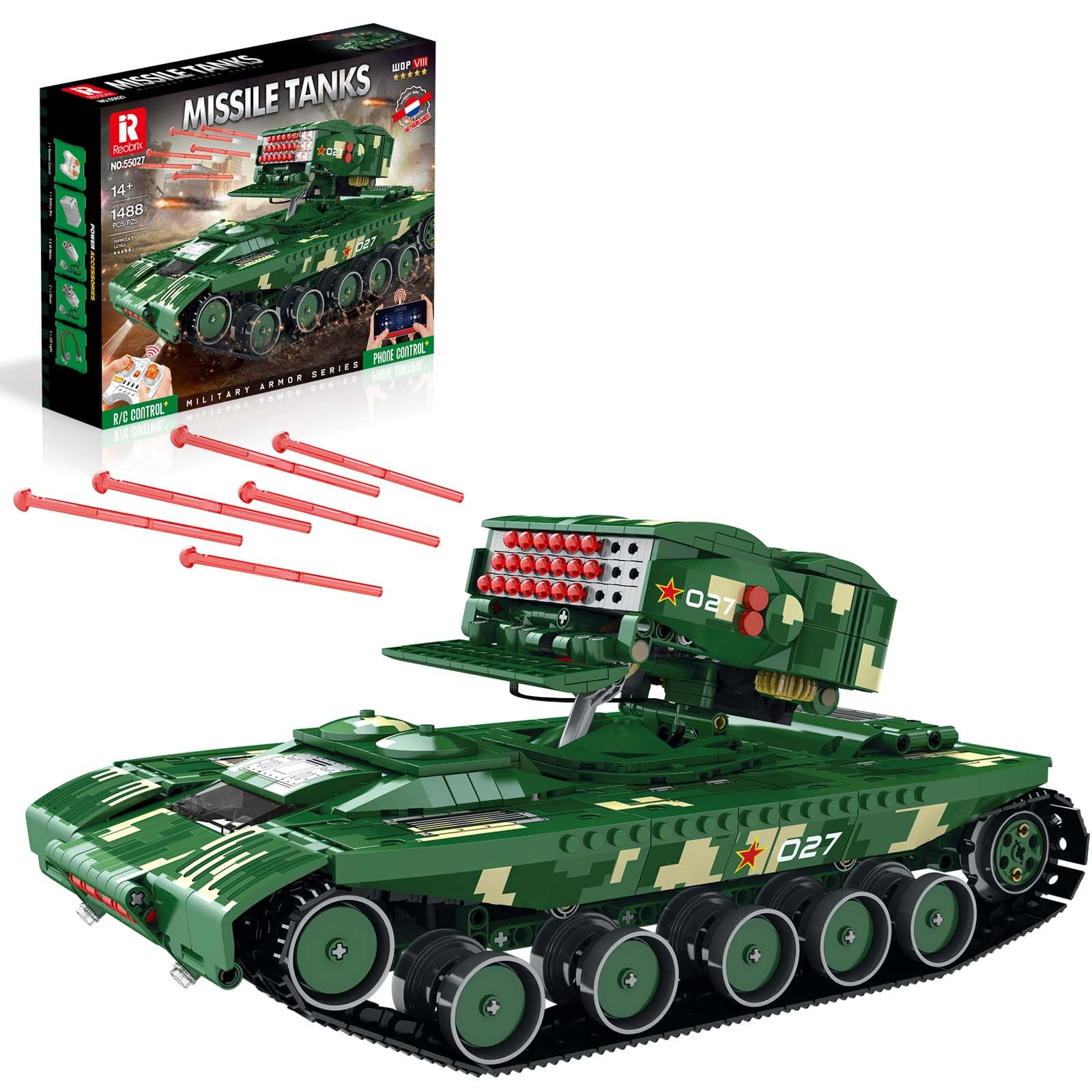 Reobrix 55027 Missile Tank Building Block Set assembled