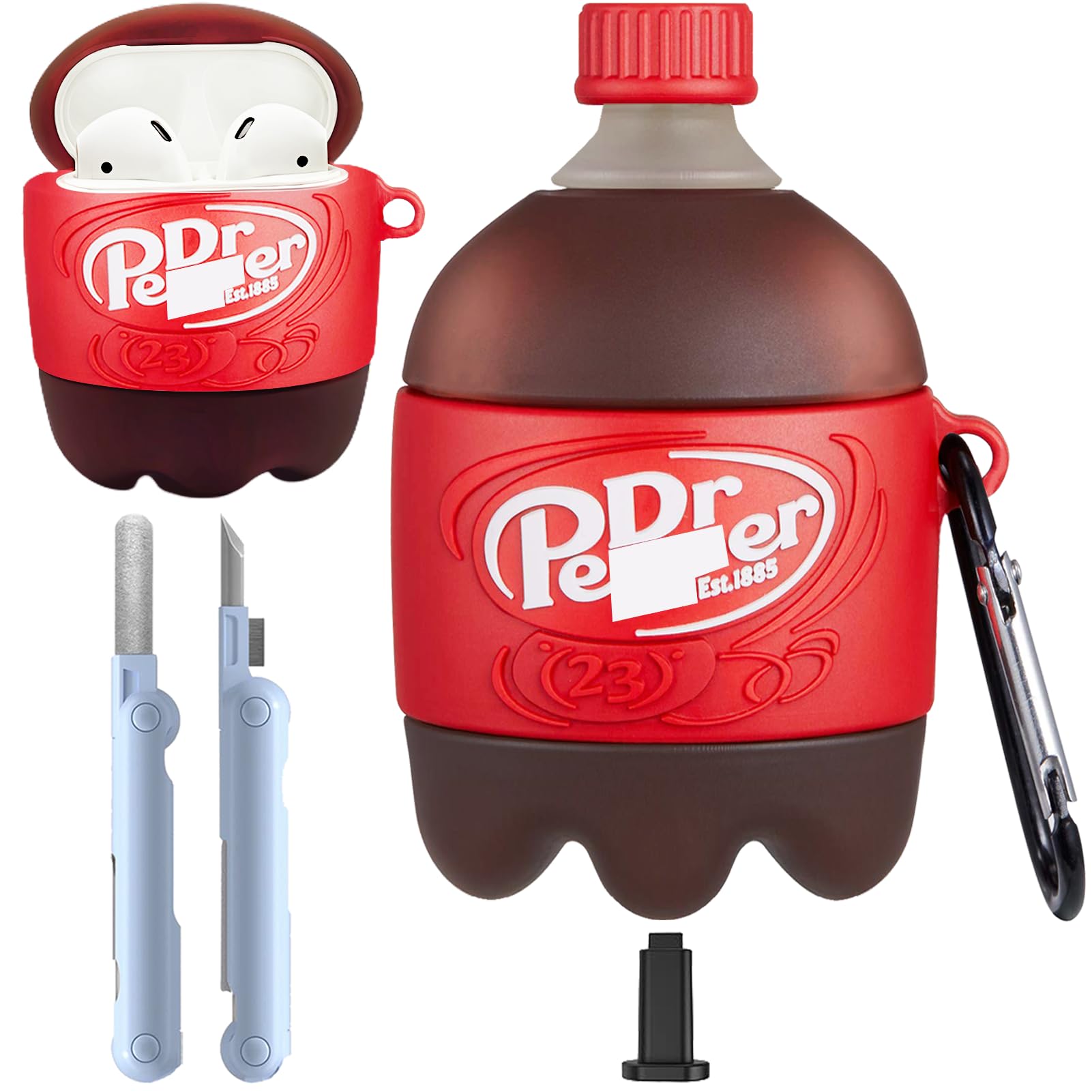 rvesce Compatible for AirPods 1&2 (2019/2016) Case, Cute 3D Cartoon Drink Bottle Silicone Cover, Fun Kawaii Keychain Case for Boys, Girls, Teens,