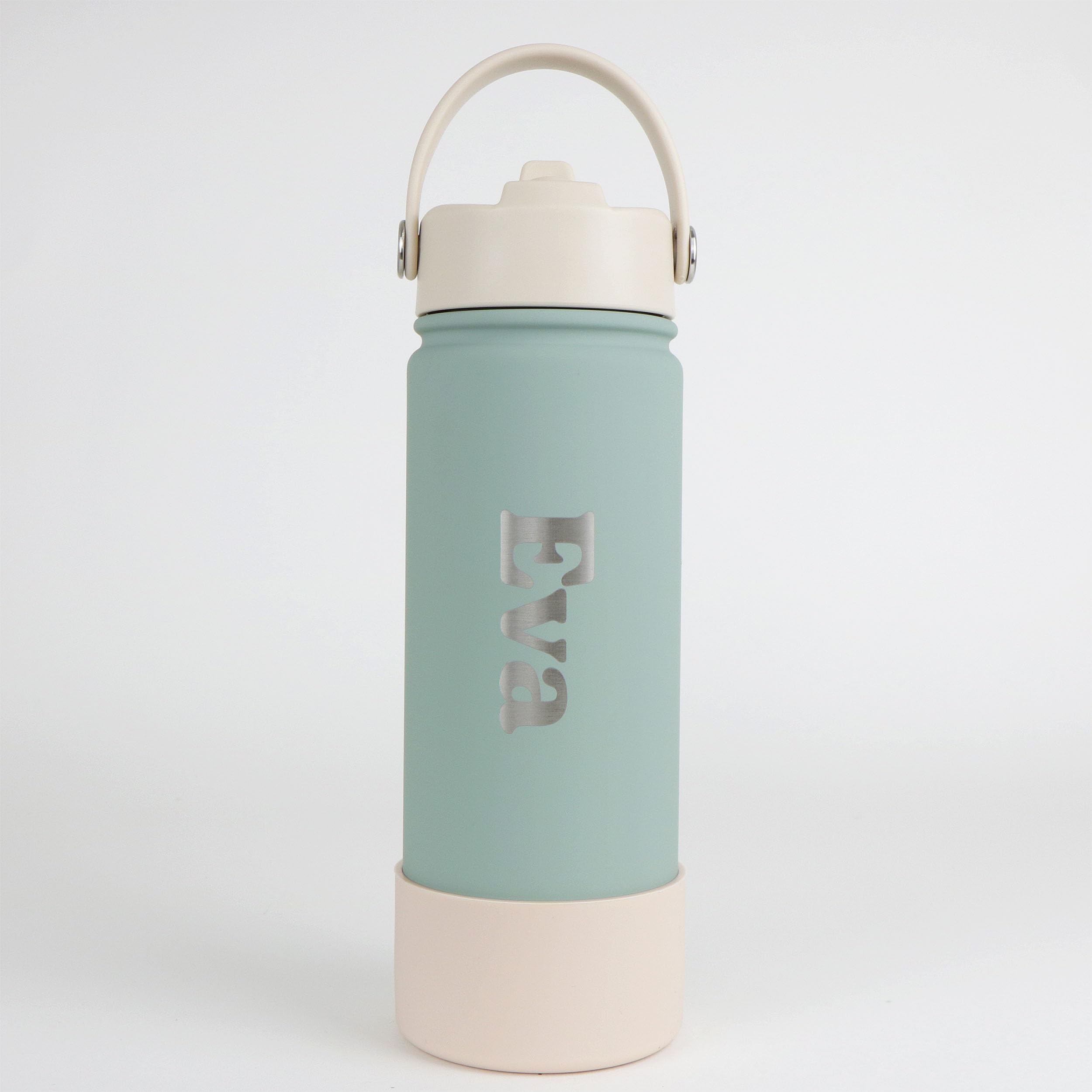 cribstar Personalised Water Bottle, Insulated Stainless Steel, Straw Lid, Laser Engraved Name, BPA Free, Leakproof (Sage [Vertical Engraving], 18oz/500ml) — image 1