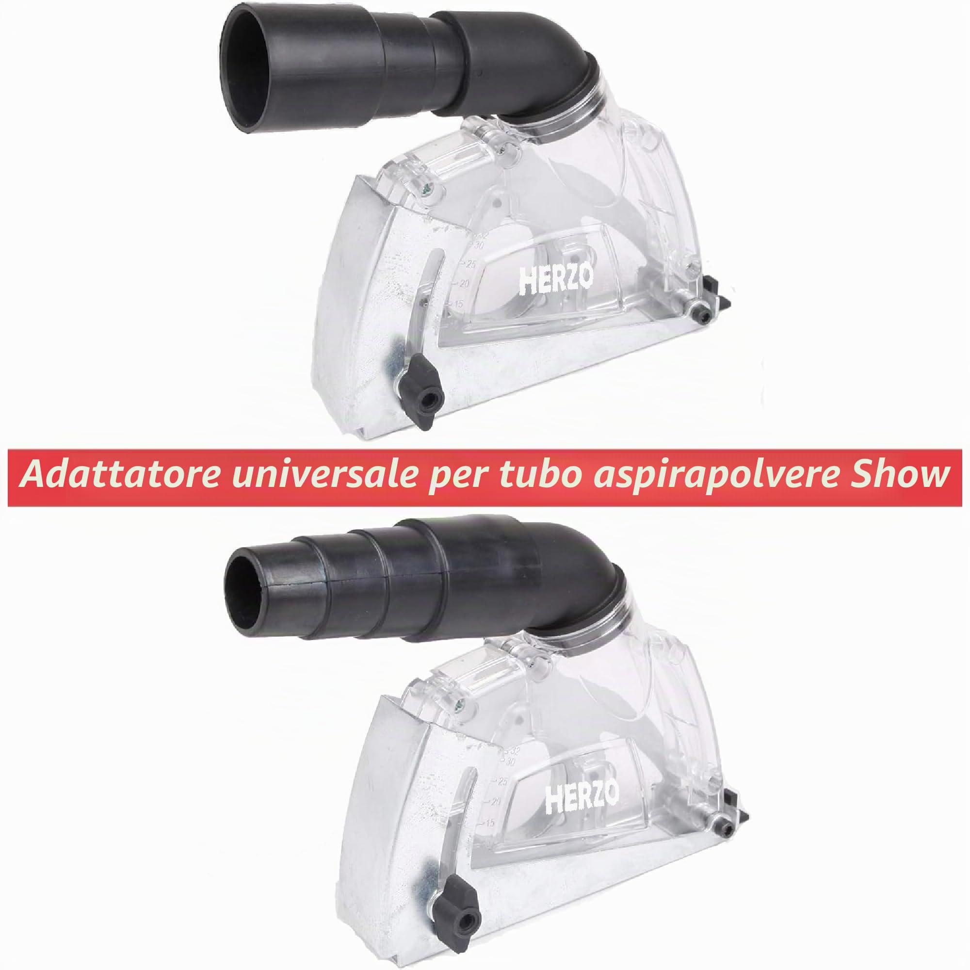 HERZO Cappa di aspirazione per smerigliatrici angolari 115/125mm con cuffia di aspirazione e dischi diamantati da 115mm