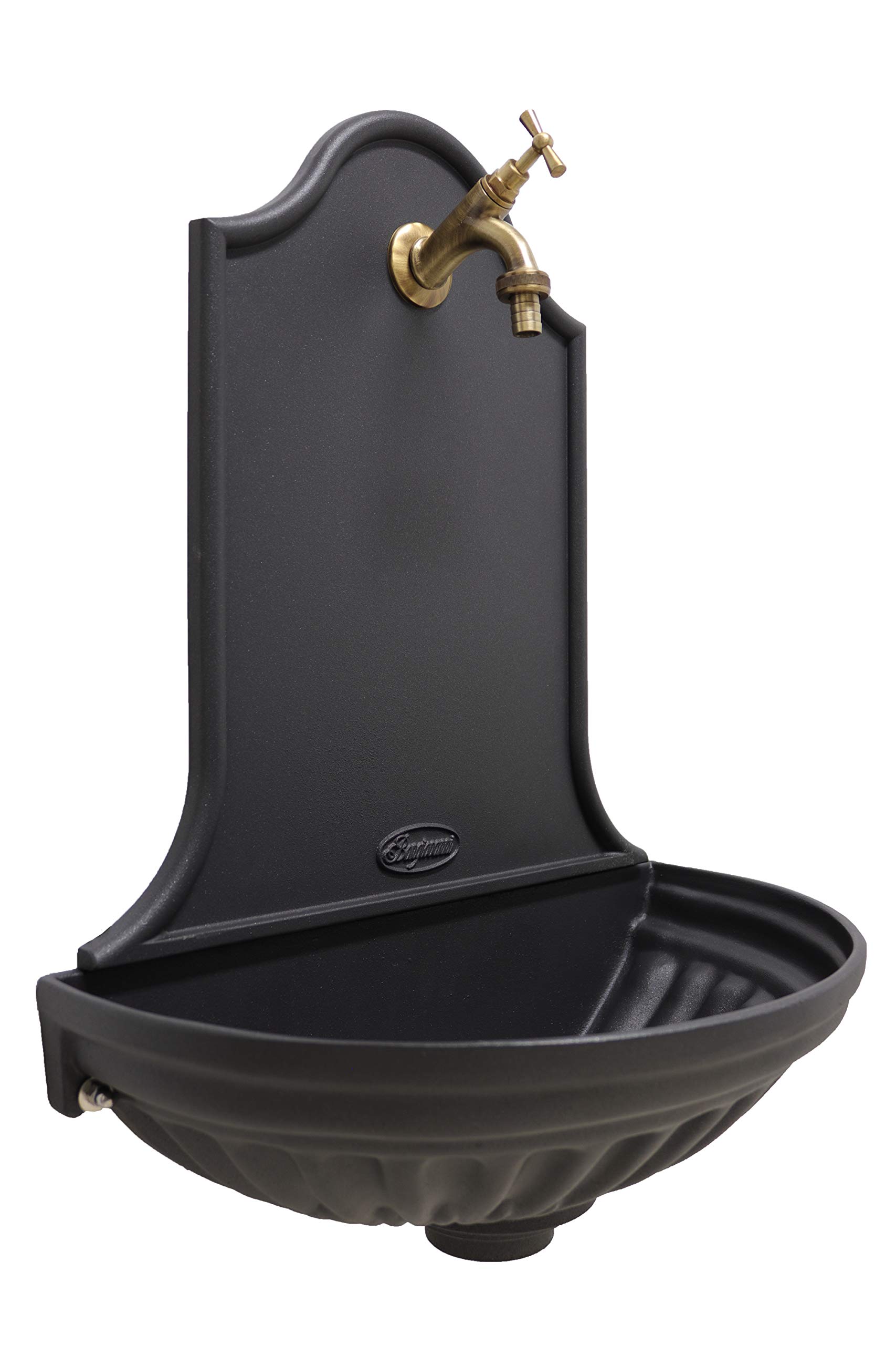 FONDERIA BONGIOVANNI Fontana Muro Siville Farbe Gusseisen mit Wasserhahn MOD.303 aus Messing Brunito Haus Garten
