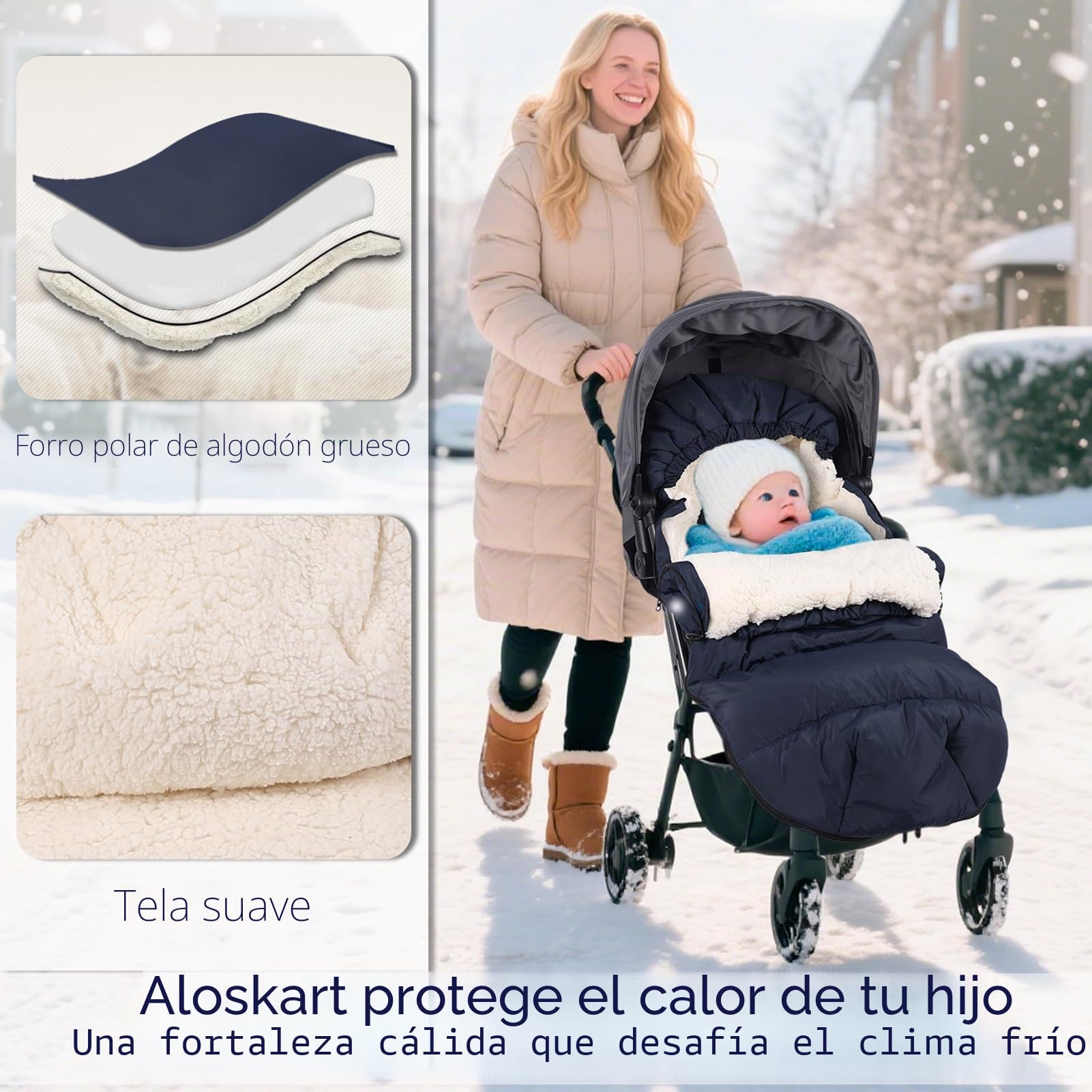 Saco Silla Paseo Universal Invierno, Doble Espesamiento, Gris