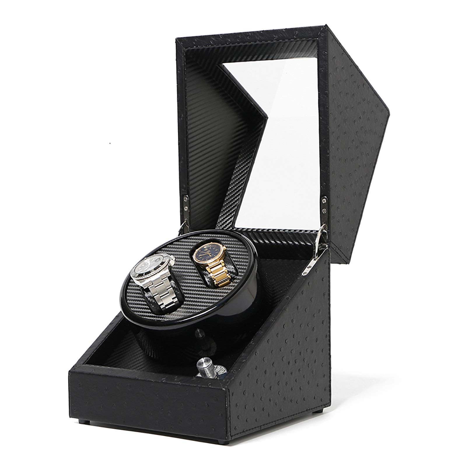 Boîte de remontage Spinner Remontoirs de montres - Remontoir de montre automatique 2+0 Boîte de remontage de montre mécanique Étui de rangement Support d'affichage de montre Organisateur Shaker de mot