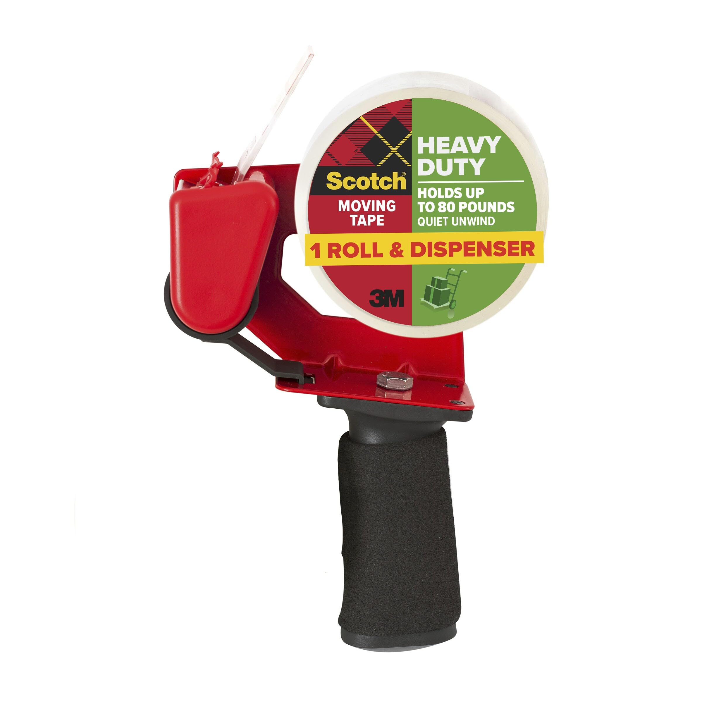 Scotch Nastro per imballaggio resistente, trasparente, rende l'imballaggio più facile e silenzioso, 4,78 cm x 54,6 m, 1 rotolo di nastro con 1 dispenser resistente