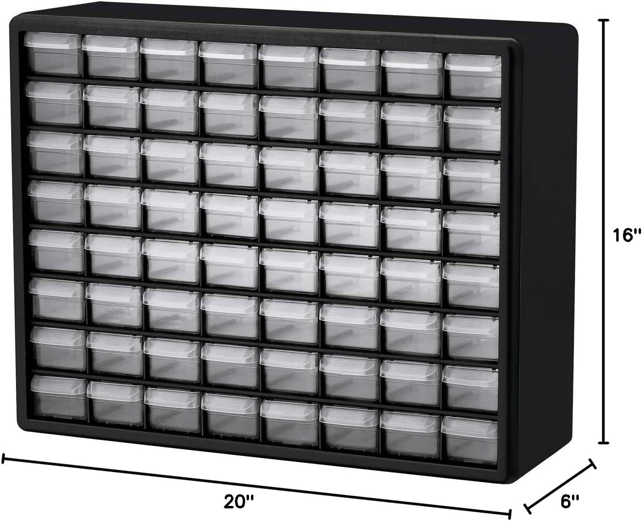 Black 64-Drawer Stackable Plastic Storage Cabinet