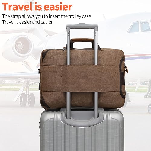 Miniatura 6 de Bolsa de mensajero para hombre, mochila para laptop de 17-17.3 pulgadas, 3 en 1, convertible, bolsa cruzada de hombro, maletín