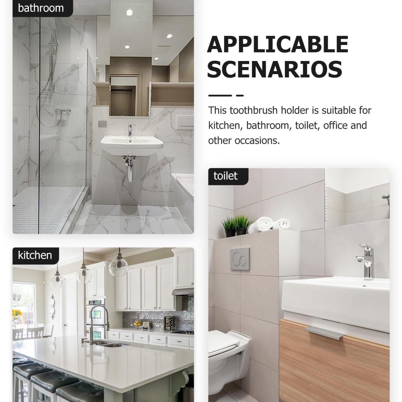 ULTECHNOVO Soporte De Cepillos De Dientes De Pared con Ventosa De Diseño con Drenaje Almacenamiento Multiusos para Baño Y Cocina Compatible Mayoría De Cepillos Y 2 Piezas X 4
