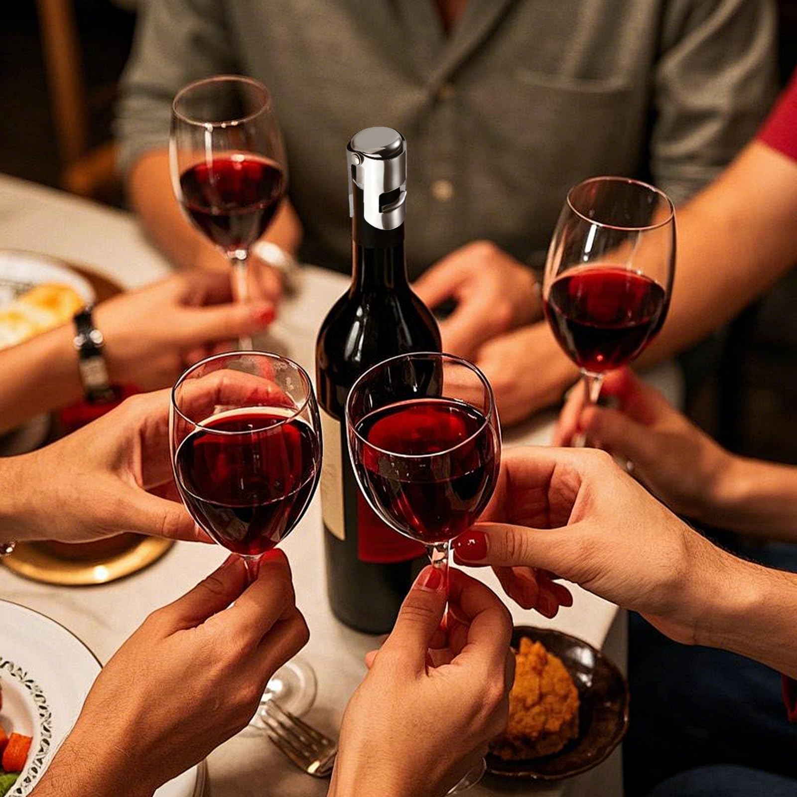 Foonary 6 tappi per bottiglie di spumante in acciaio inox, per champagne, cava, vini spumanti, prosecco, tappo per bottiglie di vino, tappo a corona, tappo per bottiglie, tenuta a prova di perdite