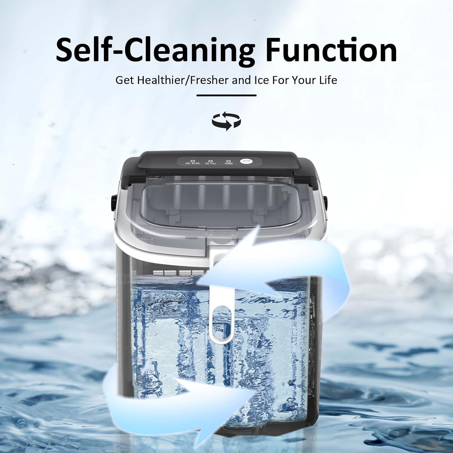 Antarctic Star Countertop Ice Maker Portable Ice Machine, Basket Handle,Self-Cleaning Ice Makers, 26Lbs/24H, 9 Ice Cubes Ready in 6 Mins, for Home Kitchen Bar Party (Black)