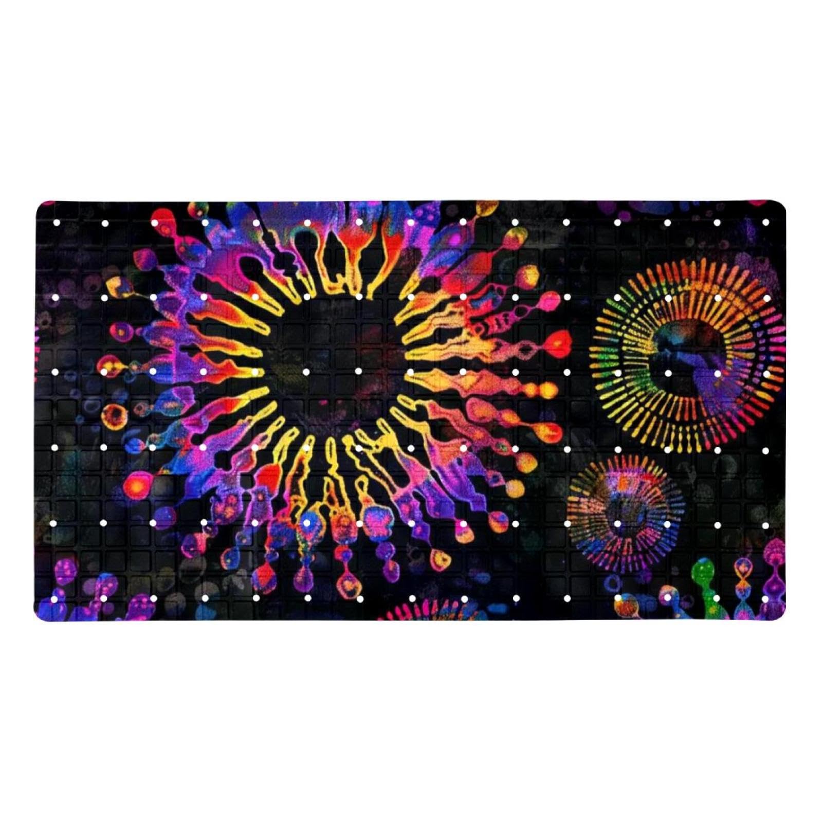 Tapis de bain de qualité supérieure - Antidérapant, facile à nettoyer et sans danger pour toute la famille - Fond noir tie-dye