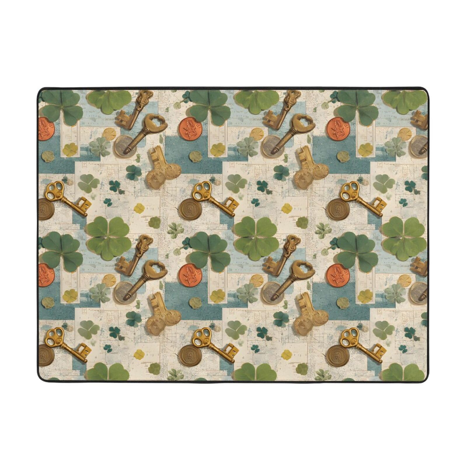Tapis de sol en flanelle antidérapant imprimé vintage lavable pour entrée de maison