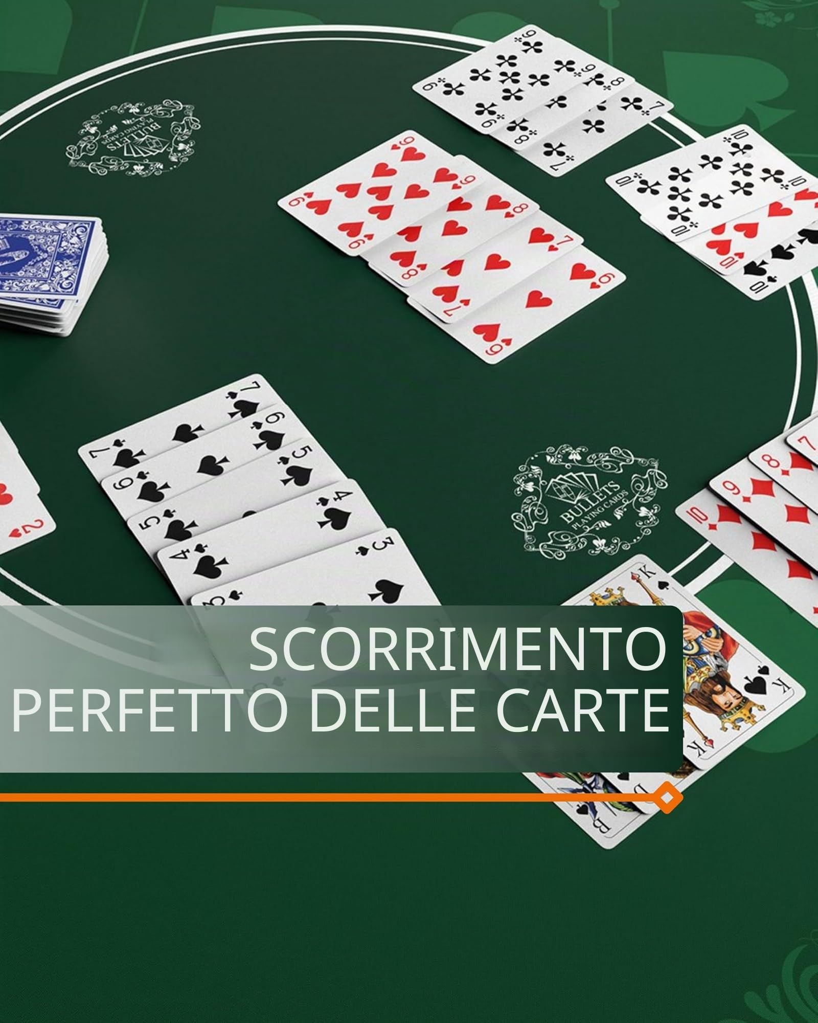 Bullets Playing Cards, Tovaglia da tavola Universale per Giochi di Carte, Giochi da Tavolo e da Salotto Verde in 160 x 80cm Tavolo da Gioco Proprio, Tovaglia da Gioco Deluxe, Tappeto da Gioco