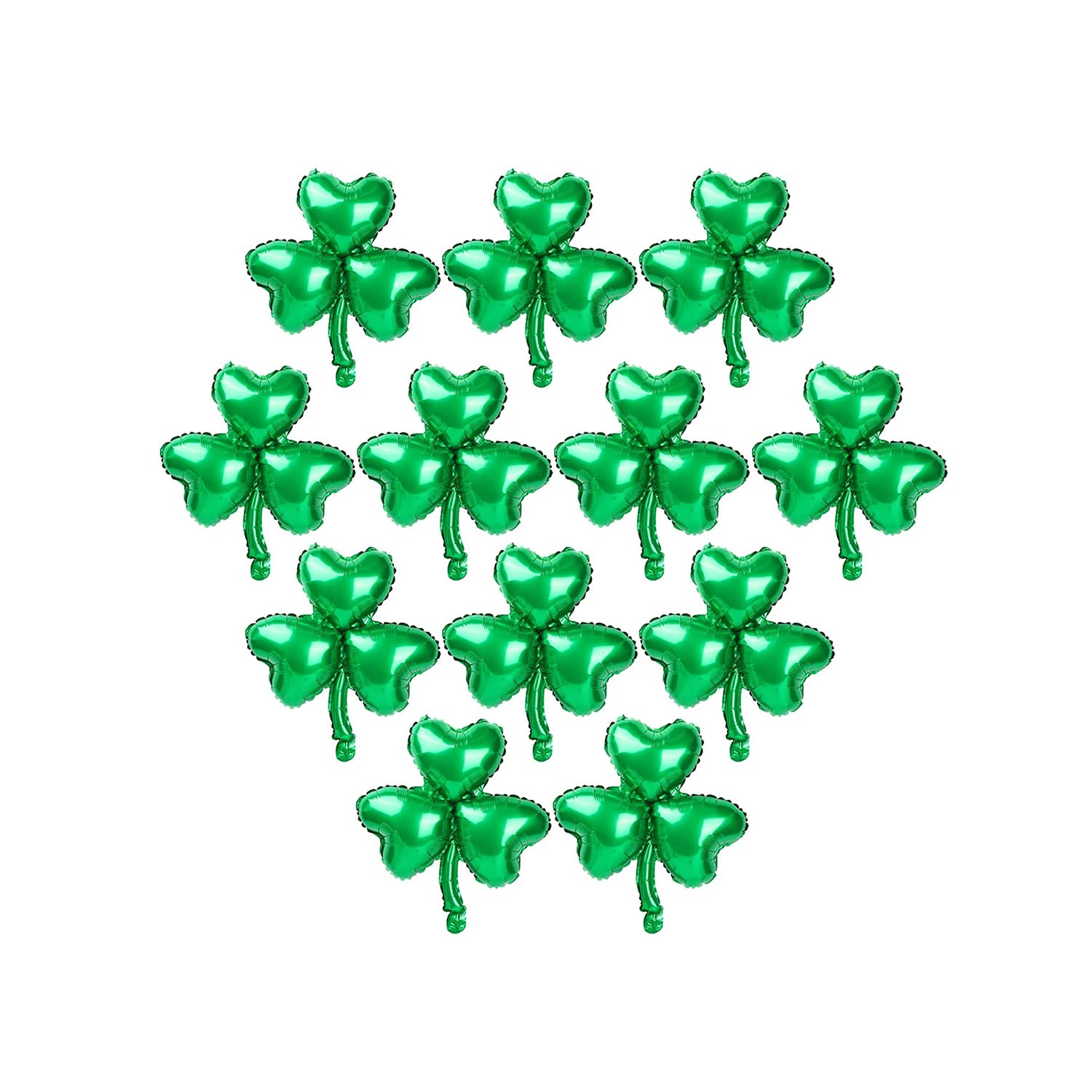 Excefore Green Balloons, 12 Pcs Shamrock Foil Balloons, Shamrock Balloons Decorations Lucky Clover Balloons, for Baby Shower Decorations, Birthday Decorations, Party Decorations