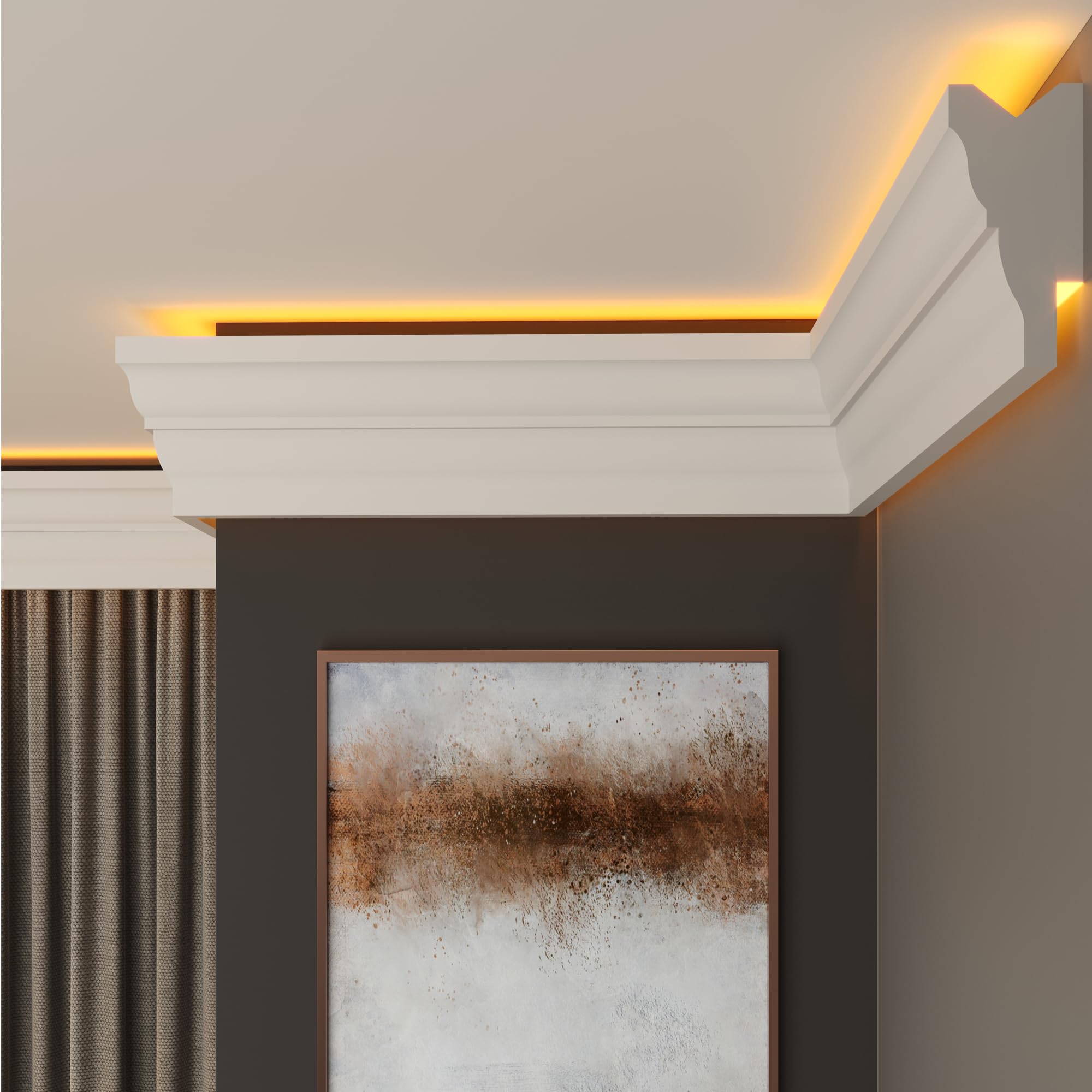 FAST DECOR XPS Ceiling Cornice Coving – Extruded Polystyrene Moulding Trim, Lightweight Decorative Coving for Ceilings, LED Coving, LED Cornice, LED Lighting Coving (CLL05, 10M (5 Length)) — image 1