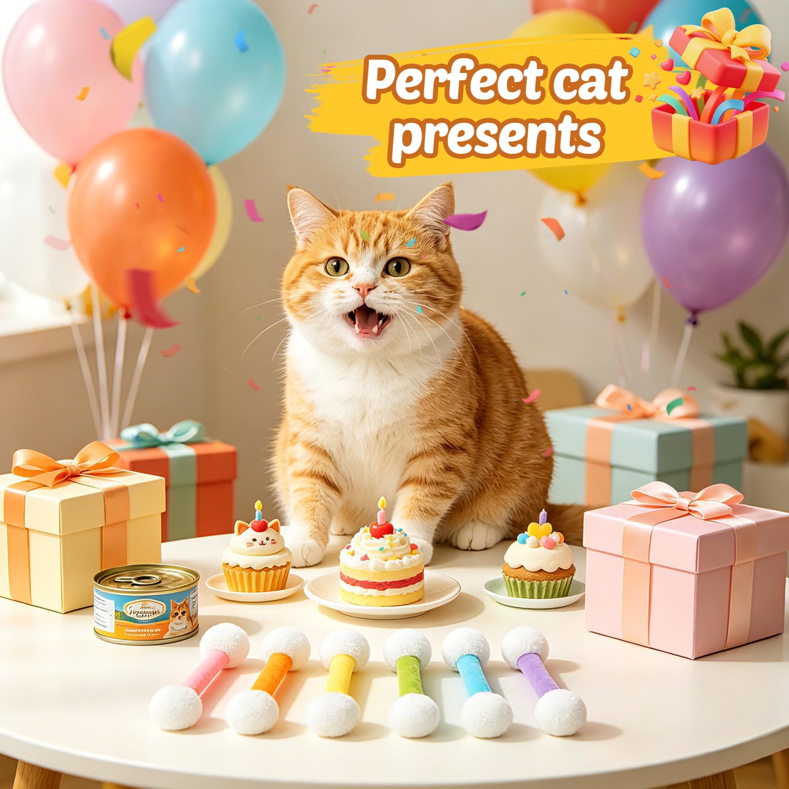 CiyvoLyeen Juego de 6 juguetes de hierba gatera de felpa suave para gatos, juguetes interactivos para amantes de los gatos, regalo resistente para dentición de gatos, juguete masticable para gatos