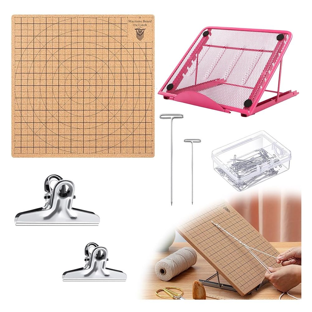 Fournitures pour macramé avec planche de nouage et pince à aiguilles en T