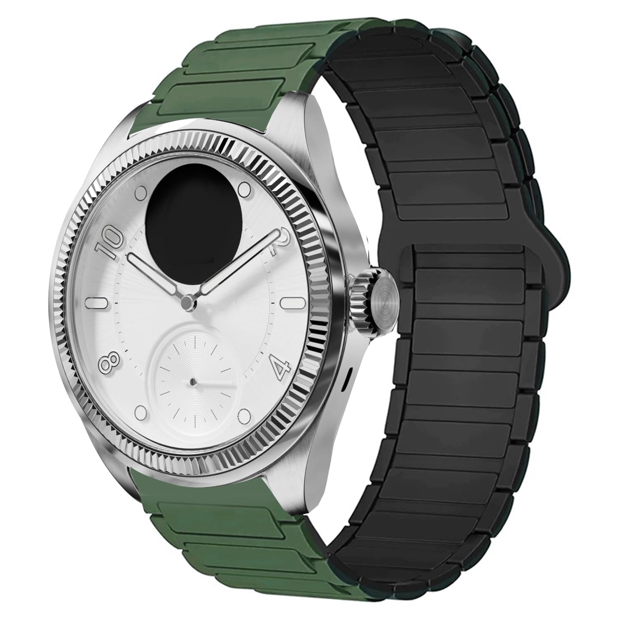 Blueshaweu Bracelet de montre 18 mm 20 mm compatible avec la montre intelligente Withings, en silicone souple, entièrement magnétique, compatible avec ScanWatch 2 38 mm/ScanWatch 2 42 mm