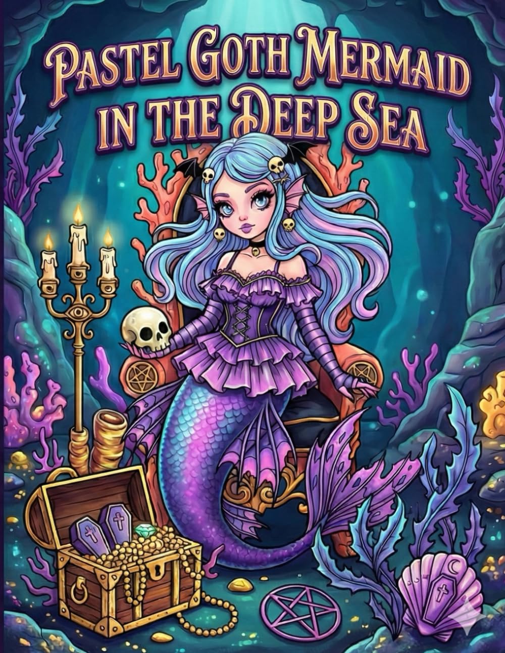 Pastel Goth Mermaid in the Deep Sea: A Creepy Cute Gothic Fantasy Coloring Book for Adults and Teens | Intricate Line Art for Relaxation and Stress Relief